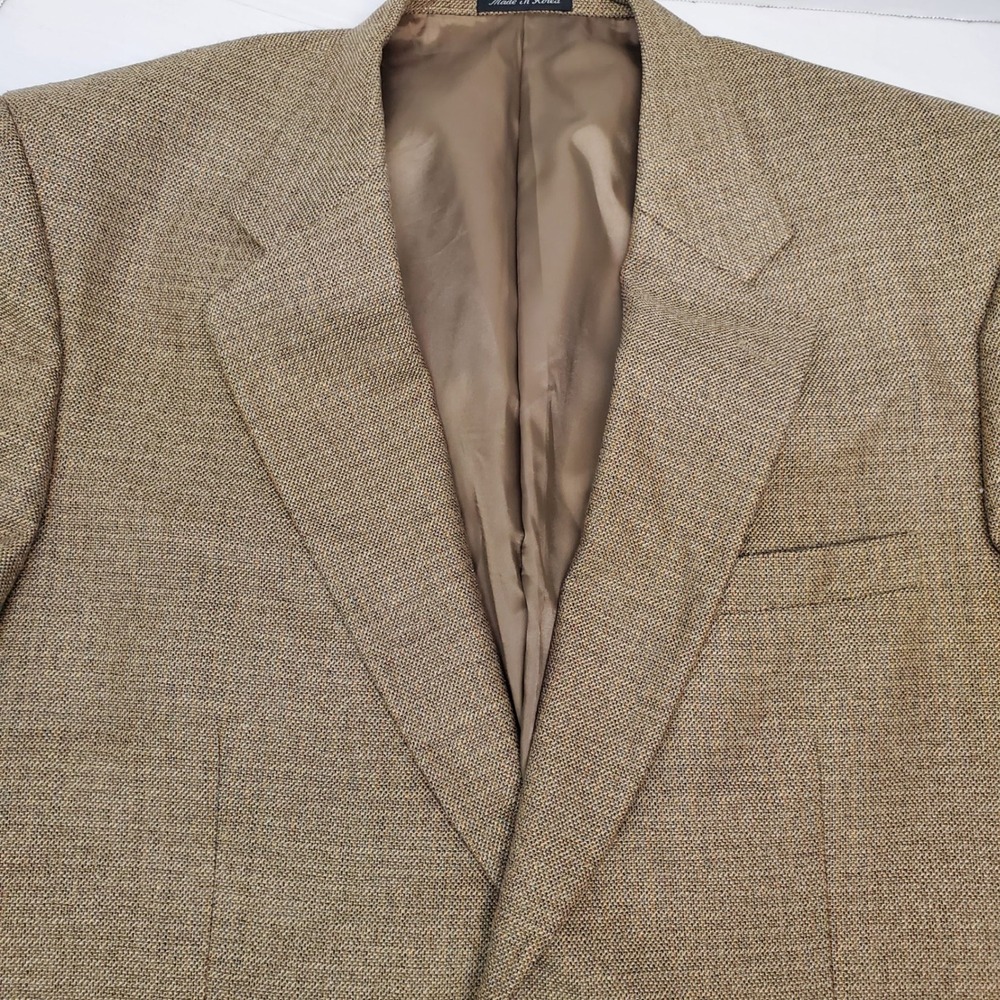 Alfani Mens Silk Wool Blazer Tan Brown Textured 44L Quiet Luxury Smart Casual
